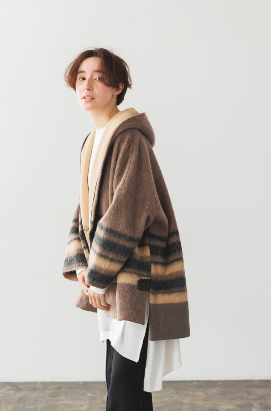 Lallia Muラリアムーテーラードシャギーコートダブルブレスト