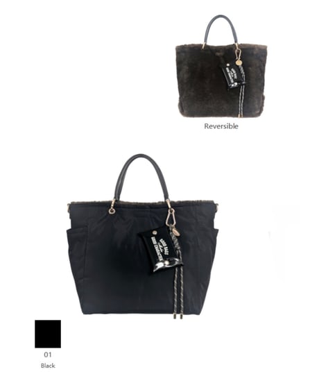 STORY★オトク早割ご予約★  PL × FU REVERSIBLE TOTE M ポリエステルxファー リバーシブル トートM