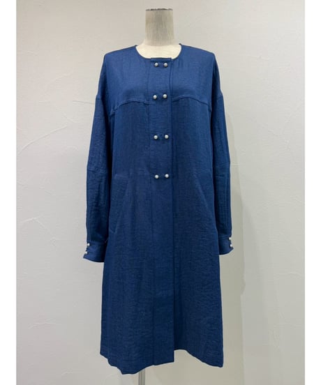 ★オトク早割ご予約★  パールボタンミリタリーリネンcoat  【CYAN tokyo　シアントーキョー　26春ご予約】  610428  2602 b -003