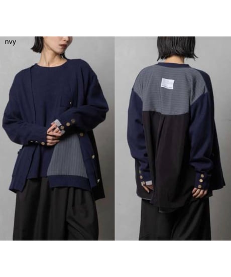 ★オトク早割ご予約★《マルシャルテル》　Knit-combination Cardigan  ZMT 264 KN 322 marechal terre 2609