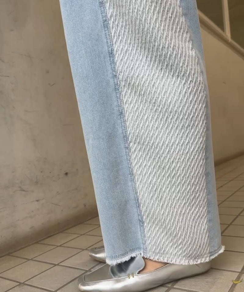 新品未着用 CYANTOKYO　ツイードコンビワイドパンツ CYAN tokyo シアントーキョー 25春夏ご予約】 ツイードコンビ
