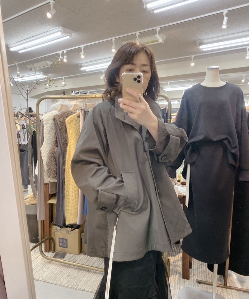 cafune バッグフレアスタンドジャケット　チャコール cafune バッグフレアスタンドジャケットチャコール