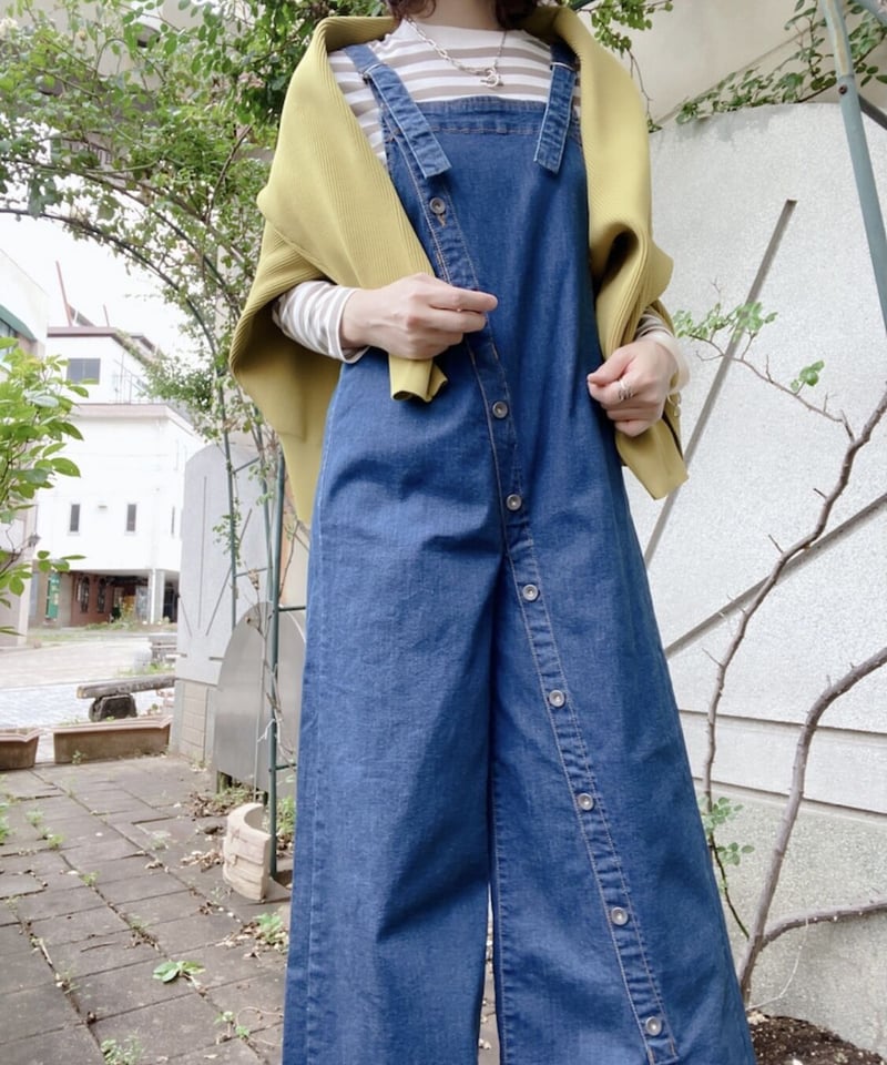 Tomo's SERECT【大人気再入荷】斜めボタン付きオーバーオール Tomo's SERECT【大人気再入荷】斜めボタン付きオーバーオール