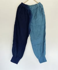 リネン裾リブパンツ　2トーン