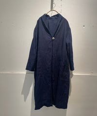 リネンコート　 濃藍染