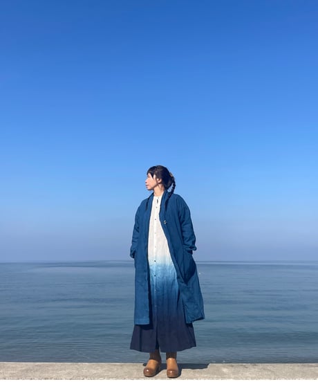 リネンコート　淡藍染
