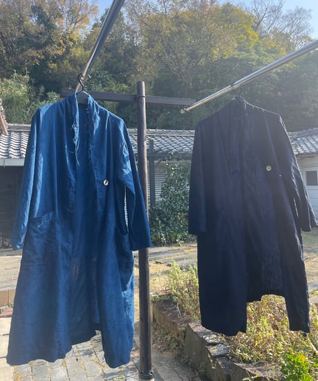 リネンコート　淡藍染
