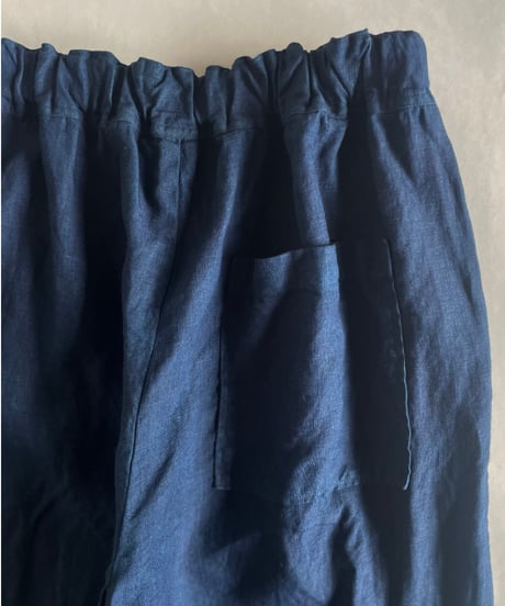 リネン裾リブパンツ　タイダイ染め