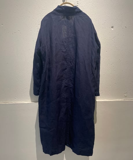リネンコート　 濃藍染