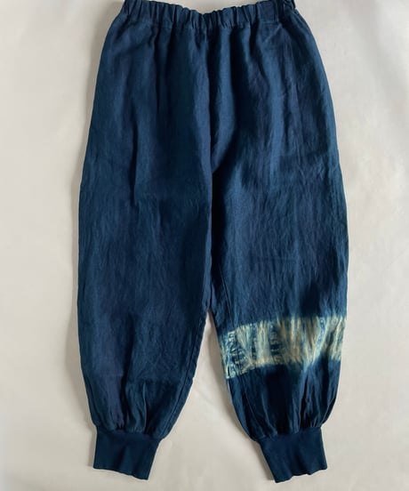 リネン裾リブパンツ　タイダイ染め