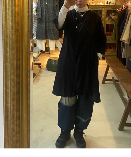 リネン裾リブパンツ　タイダイ染め