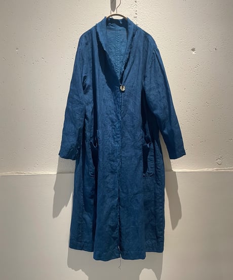 リネンコート　淡藍染