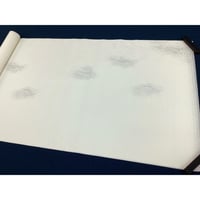 ●2尺×6尺　手漉楮紙(5B)白加工　新沙銀打　中小切箔砂子野毛　5枚入（箱売り）  （No.3000)