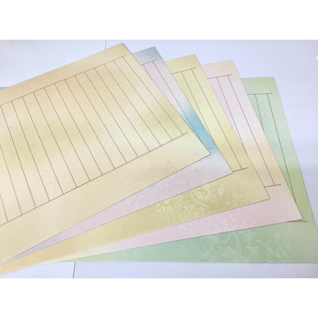 写経用紙　久遠　5色セット 手本付き（5色20枚入）