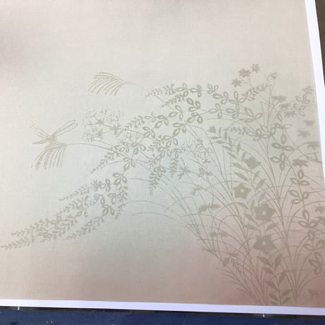 全懐紙　本鳥の子　染ぼかし紋様（秋草と月）1枚売り