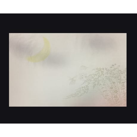 全懐紙　本鳥の子　染ぼかし紋様（秋草と月）1枚売り