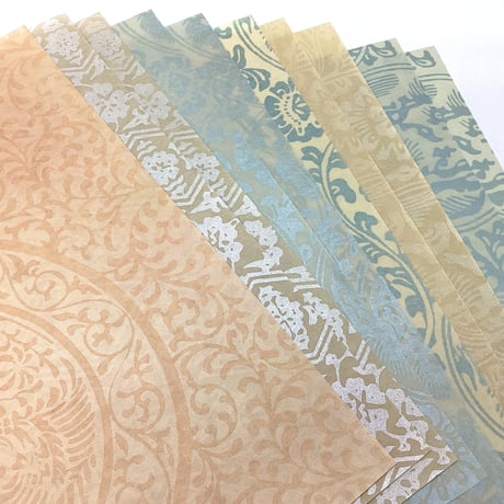 【数量限定・特価】24.5×26㎝ 本鳥の子 染からかみ紋様（紋様とりまぜ） 10枚入