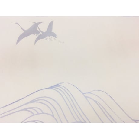 30×100㎝　新鳥の子　ぼかし紋様（波に鶴）　1枚売り