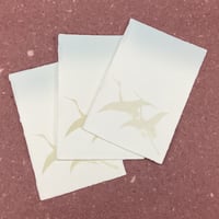 こきん特製　耳付き鳥の子はがき　二羽鶴（ブルーぼかし）　３枚入