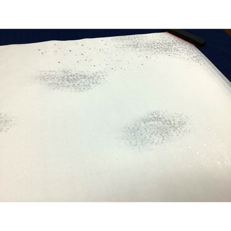 ●2尺×6尺　手漉楮紙(5B)白加工　新沙銀打　中小切箔砂子野毛　5枚入（箱売り）  （No.3000)