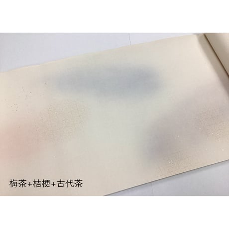 半切 楮紙（5B）三色特殊ﾎﾞｶｼ新沙色型打金銀砂子（一枚売り