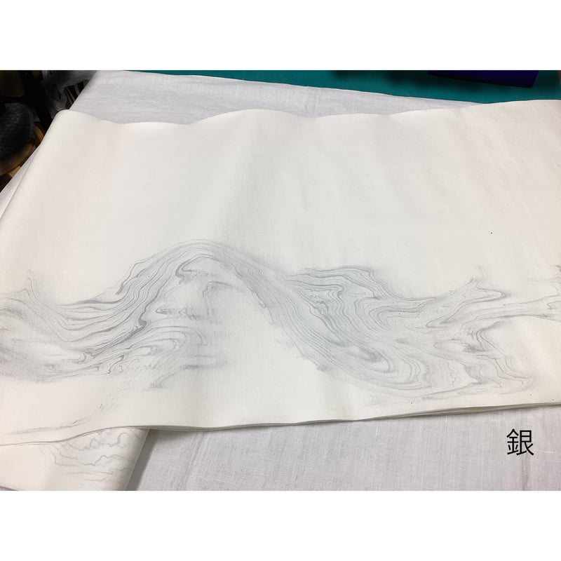 2尺×6尺 新No.24-6 白地墨流し色銀型打金銀砂子切箔 1枚売り