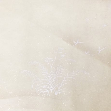【こきん蔵出し限定商品】55×75㎝ 本鳥の子 墨流し・手書き紋様(鳥と草)
