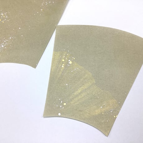 【限定】扇面 本鳥の子　金泥刷毛紋様切箔砂子⑩　グレー（18×18×19）2枚組