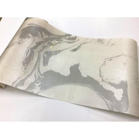 【少々難アリ】25×130㎝　王朝紙　墨流し切箔砂子　1枚