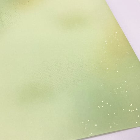 全懐紙 新鳥の子 薄具引 三色W上下隅ボカシ 新沙色打 金銀青金金砂子   1枚売り