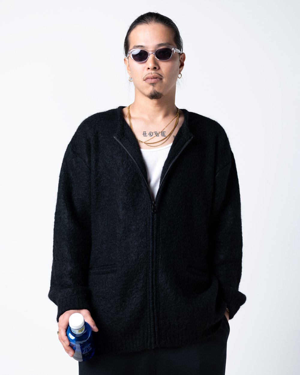 CREWNECK ZIP-UP MOHAIR CARDIGAN | DESIRE ORIGINALS