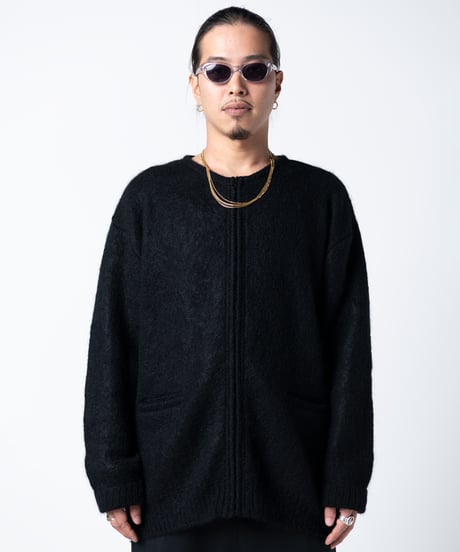 CREWNECK ZIP-UP MOHAIR CARDIGAN