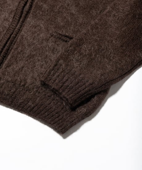 CREWNECK ZIP-UP MOHAIR CARDIGAN
