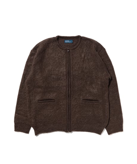 CREWNECK ZIP-UP MOHAIR CARDIGAN