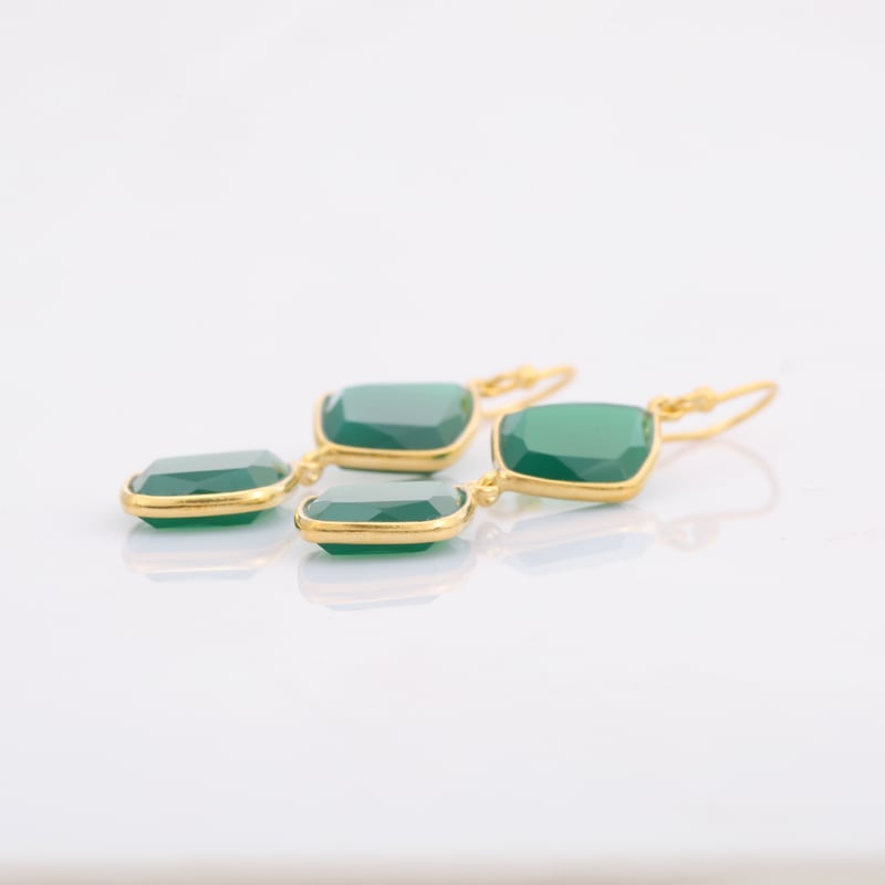 diamond shape green onyxピアス | MASTANI