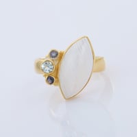 moonstone iolite blue topazリング