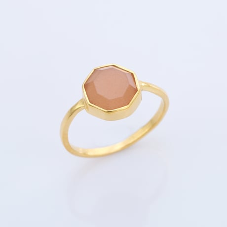 peach moonstone hexagonalリング