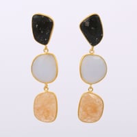 obsidian blue chalcedony quartz studピアス
