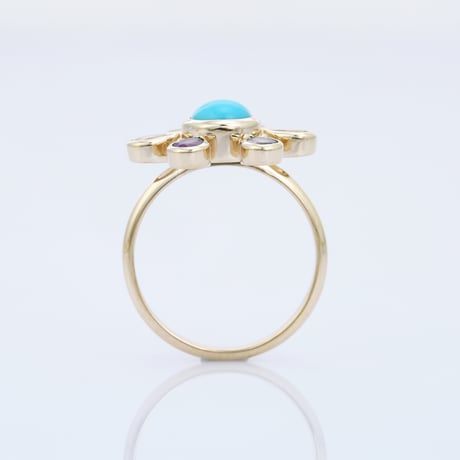 【LIMITED K14】floral gemstone accent sleeping beauty turquoiseリング