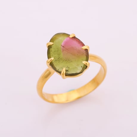 deep green and pink bi color tourmalineリング