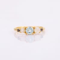 blue topaz moonstone iolite four stoneリング