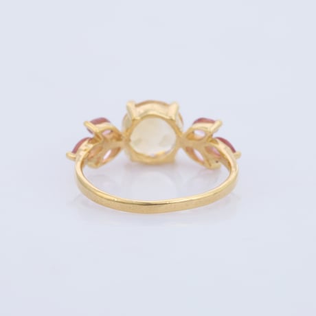 citrine pink tourmaline floralリング