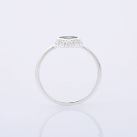 silver pentagon blue sapphire リング