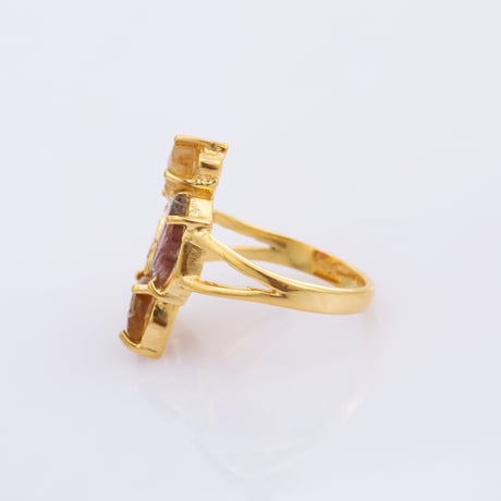 bicolor tourmaline lotus leafリング