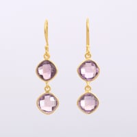 checkered cut circles amethystピアス