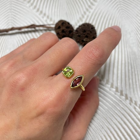 marquise rhodolite garnet peridotリング