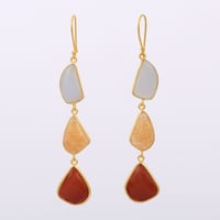 blue chalcedony yellow and red quartzピアス