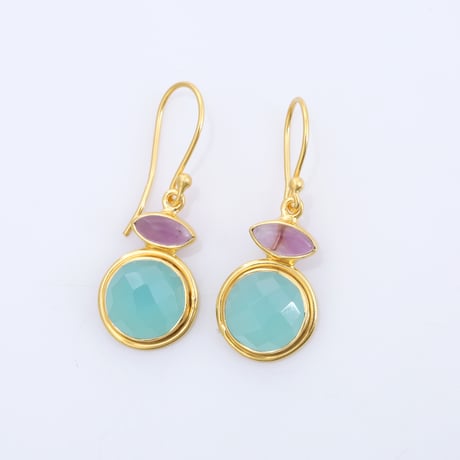 amethyst aqua chalcedonyピアス