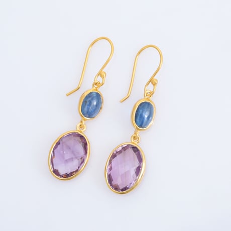 kyanite with amethystピアス
