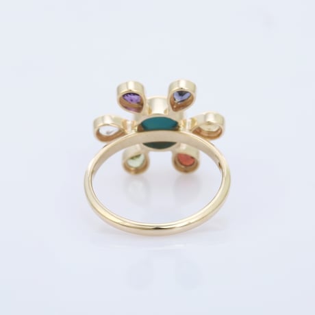 【LIMITED K14】floral gemstone accent sleeping beauty turquoiseリング